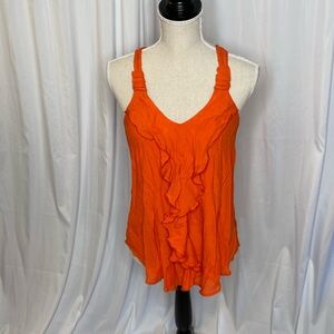 194 IZ Byer Orange Ruffle Tank Size Small